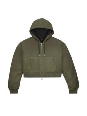 Cactus Jack by Travis Scott Olive Hooded Cropped Bomber Jacket